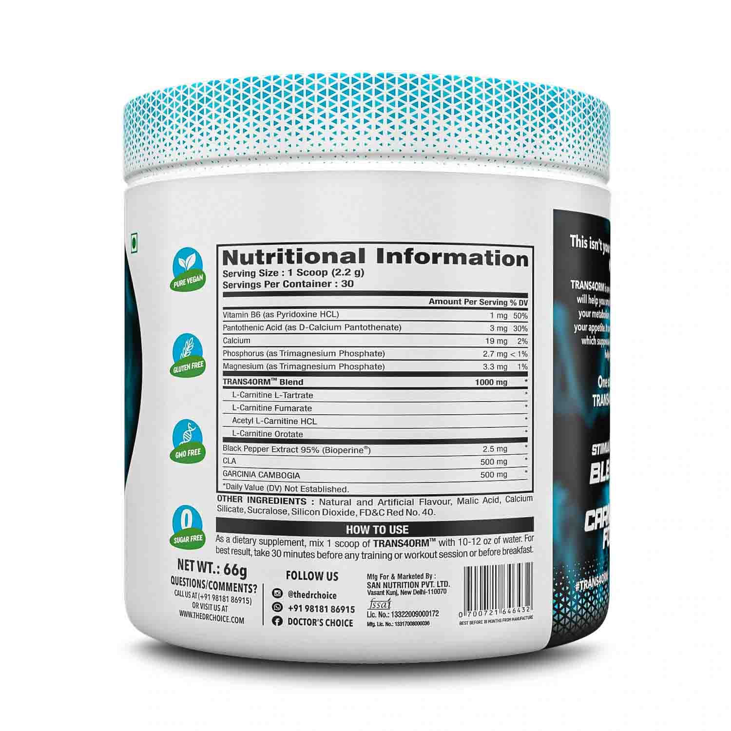 Doctor’s Choice Trans4orm 4 Forms Of CARNITINE Blend CLA Garcinia