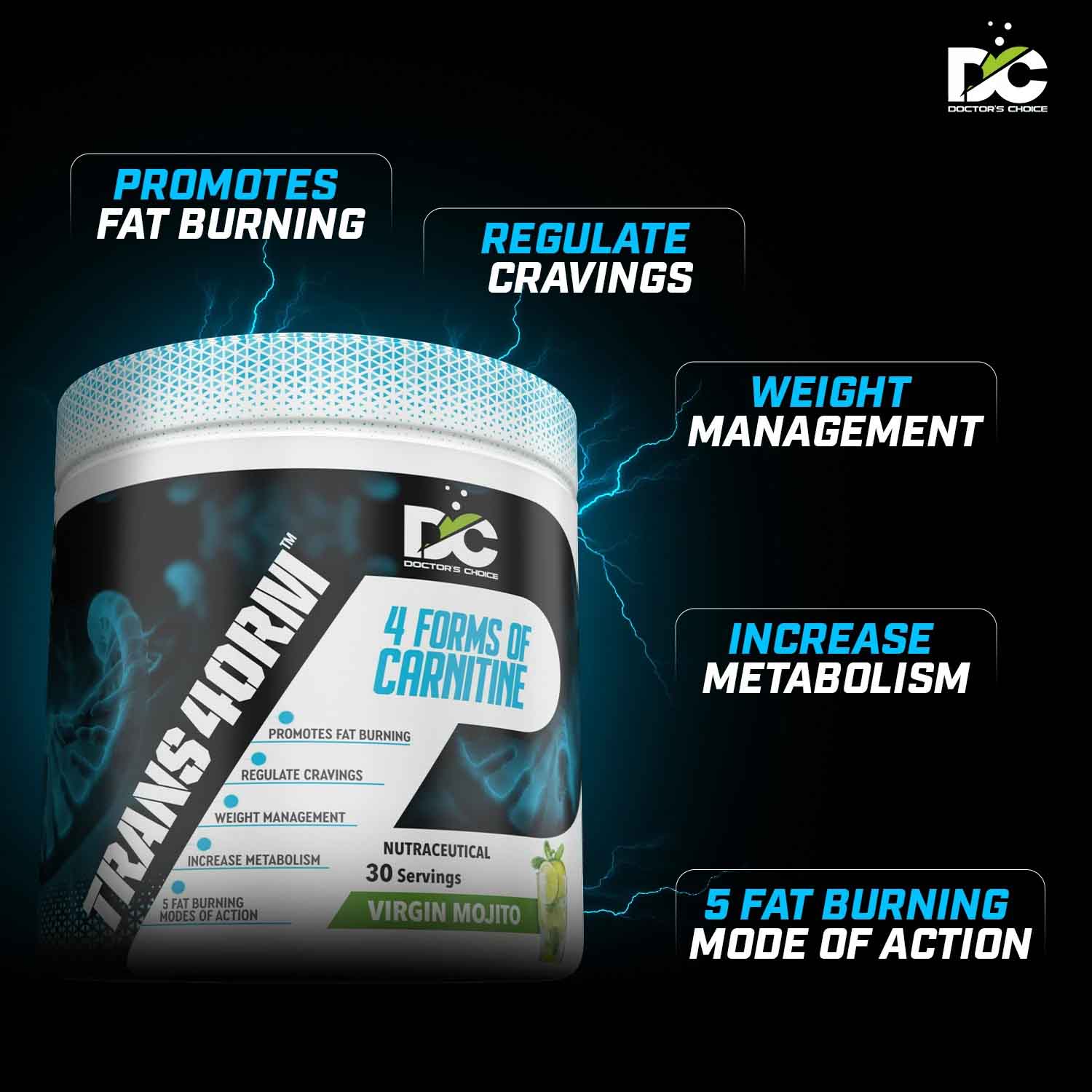 Doctor’s Choice Trans4orm 4 Forms Of CARNITINE Blend CLA Garcinia